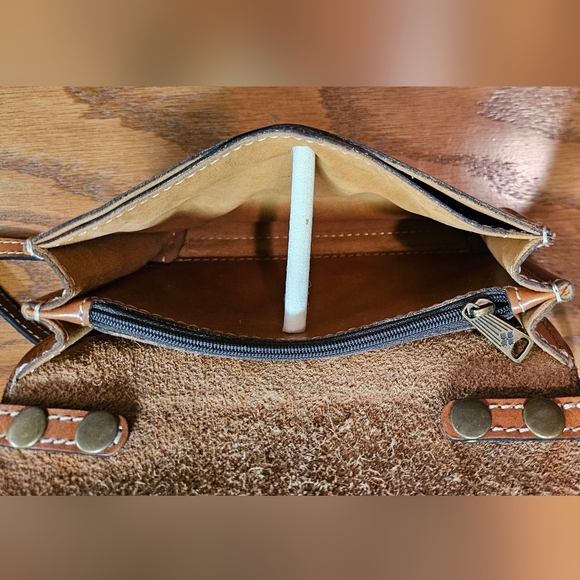 EUC Patricia Nash Tori Map Print Tan Leather Crossbody Bag - Picture 7 of 12